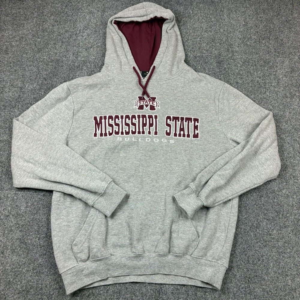 Colosseum Mississippi State Bulldogs Hoodie Mens Size Medium Grey Maroon Sweater
